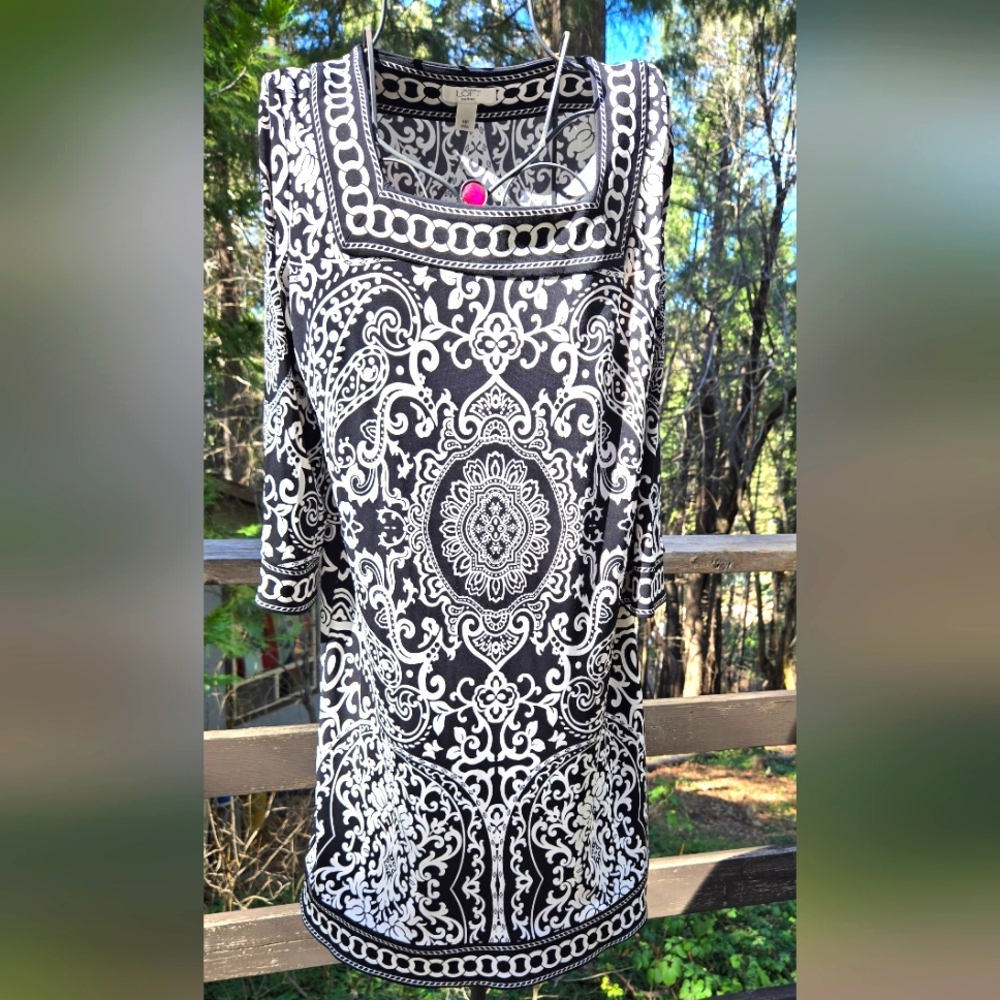 Loft petite Black & White Women's dress/tunic szMP - Picture 1 of 8
